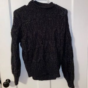 Women’s Black & Silver Turtleneck Sweater
